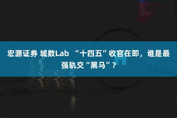 宏源证券 城数Lab  “十四五”收官在即，谁是最强轨交“黑马”？